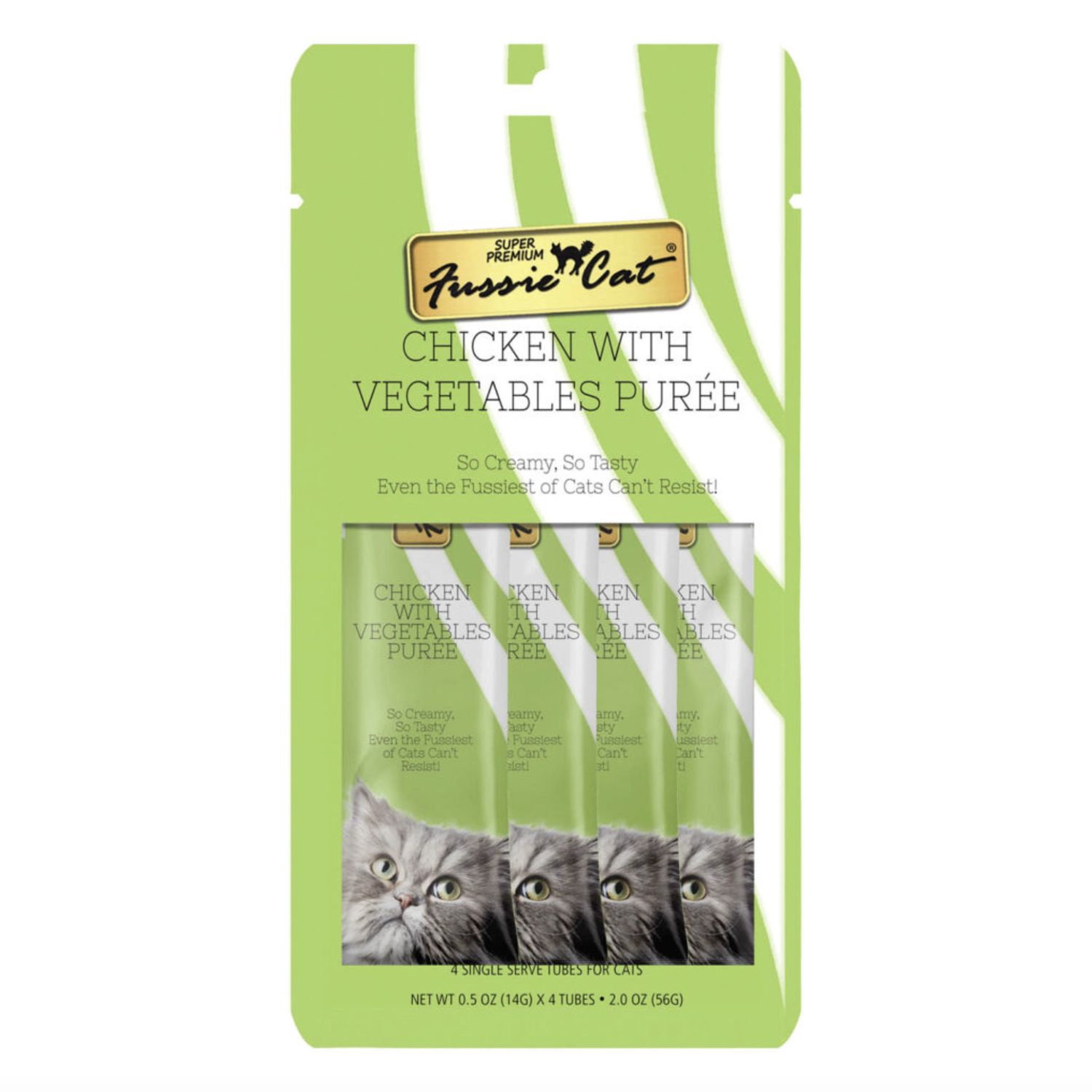Fussie Cat Puree Chicken &amp; Vegetables, Size: 2oz 4pk