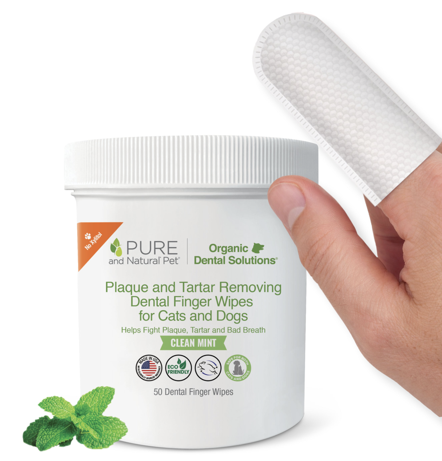Pure & Natural Dog & Cat Dental Finger Wipes 50ct