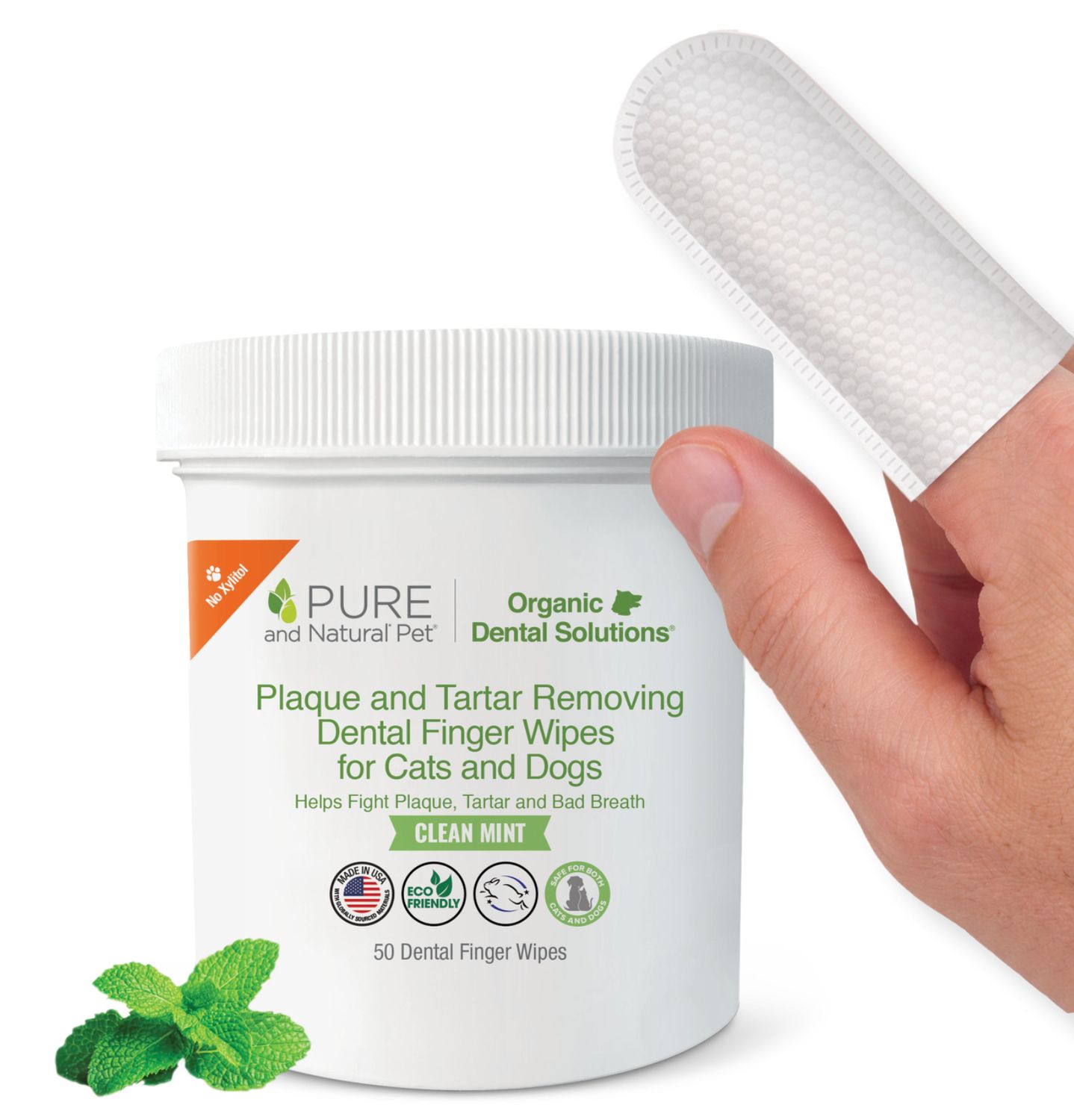 Pure &amp; Natural Dog &amp; Cat Dental Finger Wipes, Size: 50ct