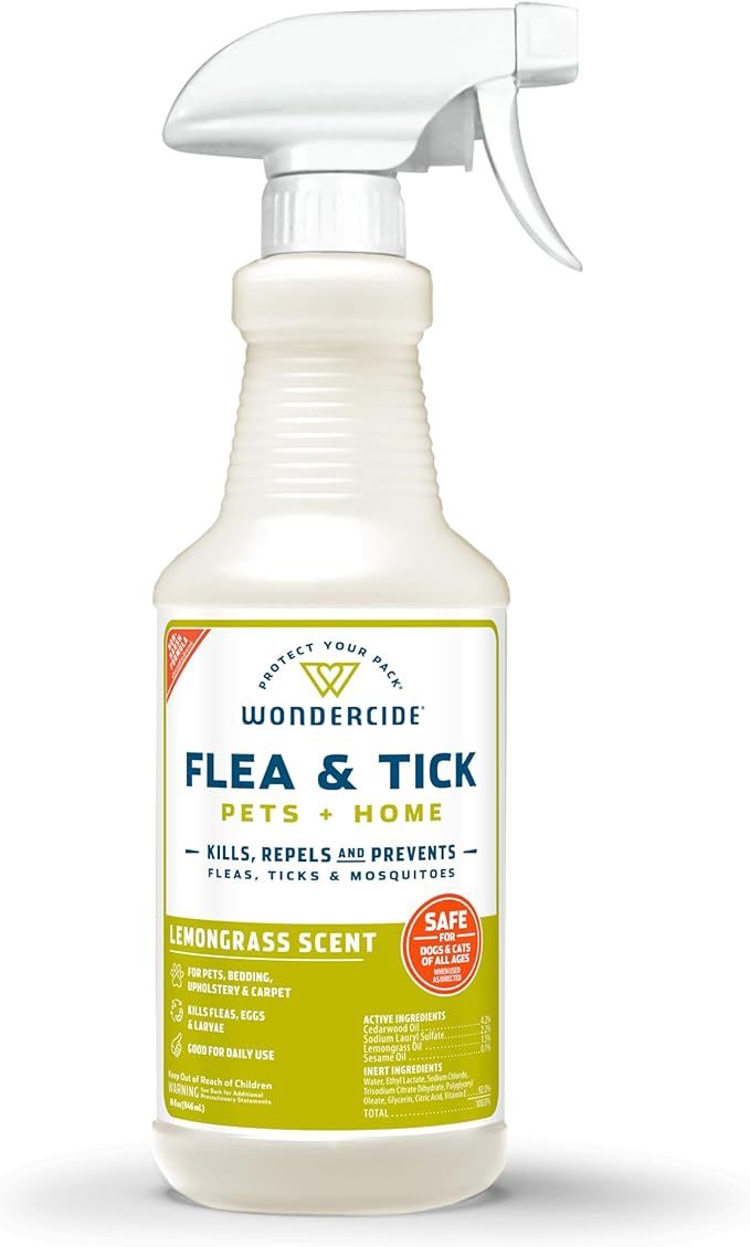 Wondercide Dog  &amp; Cat Flea &amp; Tick Lemongrass Spray, Size: 32oz