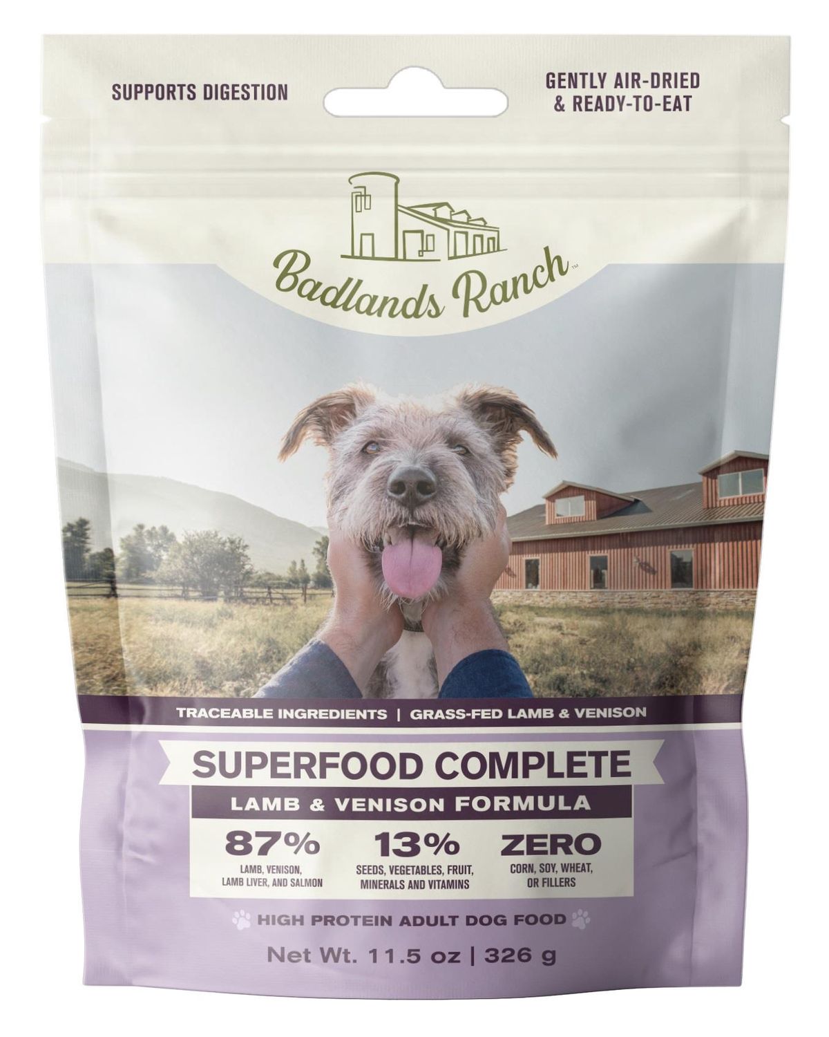 Badlands Ranch Dog Air Dried Superfood Complete Lamb &amp; Venison, Size: 11.5oz