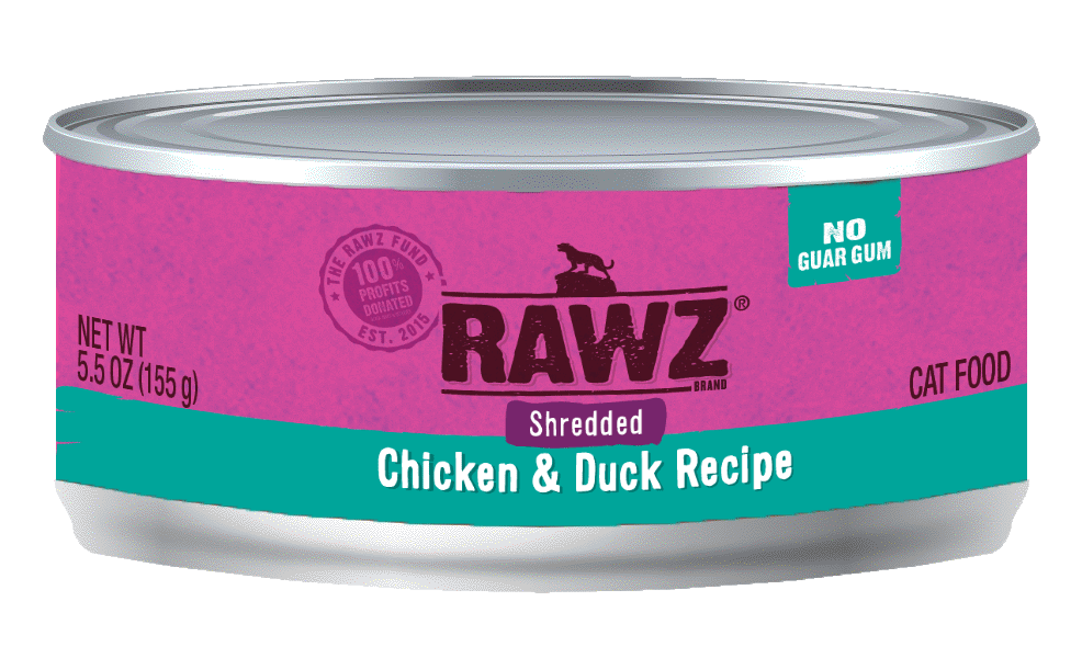 Rawz Cat Can Shredded Chicken &amp; Duck, Size: 5oz