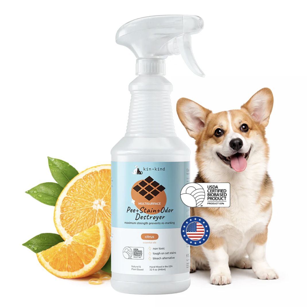 kin+kind Dog &amp; Cat Pee, Stain &amp; Odor Destroyer Multi-Surface Citrus 32oz