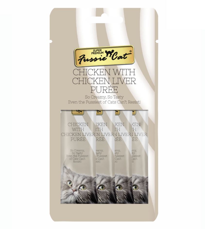 Fussie Cat Puree Chicken &amp; Chicken Liver, Size: 2oz 4pk