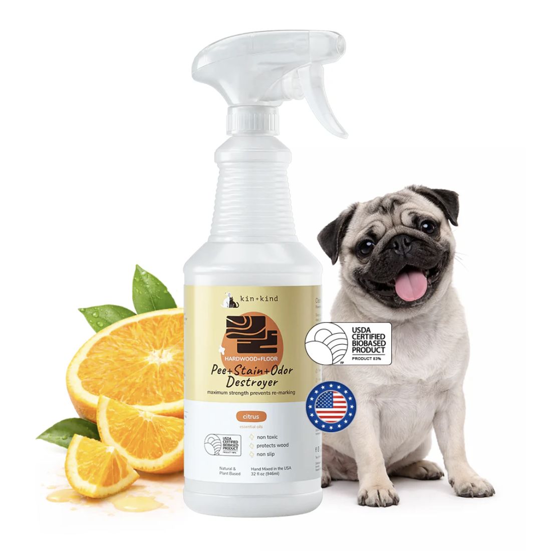 kin+kind Dog &amp; Cat Pee, Stain &amp; Odor Destroyer Hardwood &amp; Floor Citrus 32oz