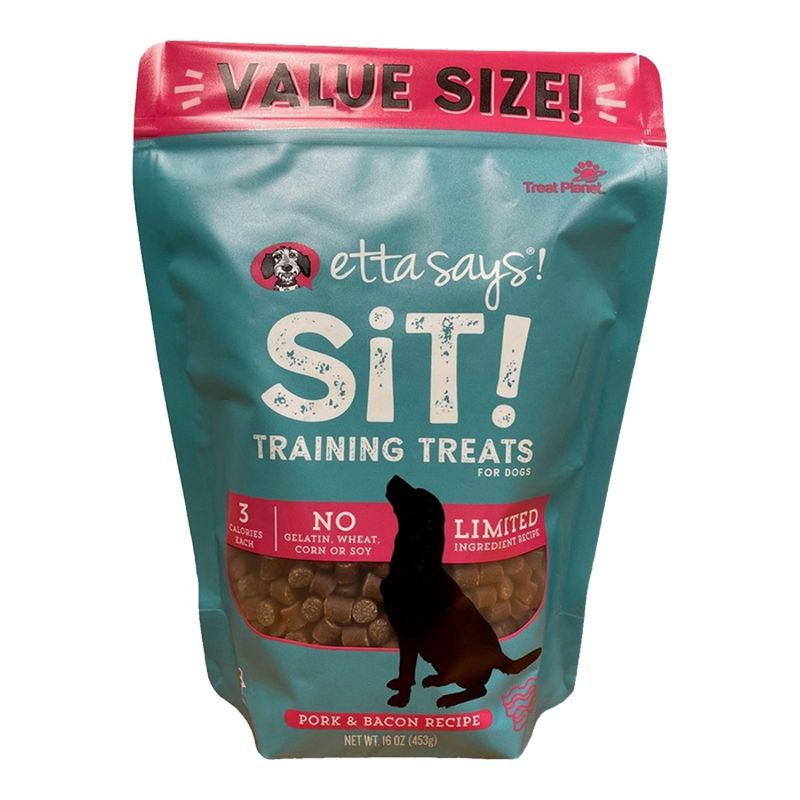 Etta Says Dog Sit Training Treats Bacon