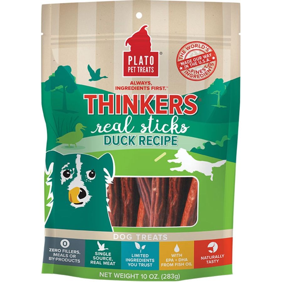 Plato Pet Treats Dog Thinkers Duck, Size: 10oz
