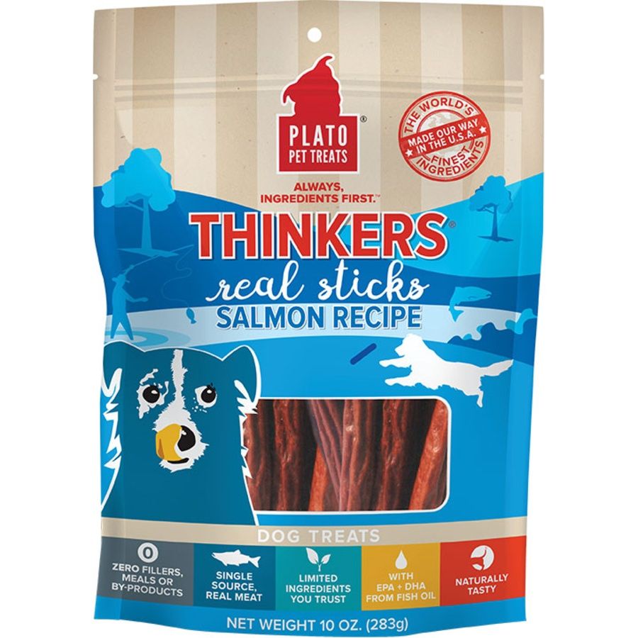 Plato Pet Treats Dog Thinkers Salmon, Size: 10oz