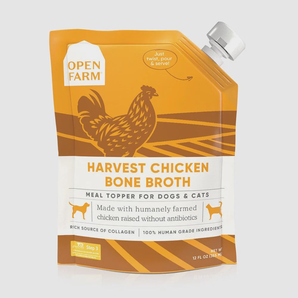 Open Farm Dog &amp; Cat Bone Broth Chicken, Size: 12oz