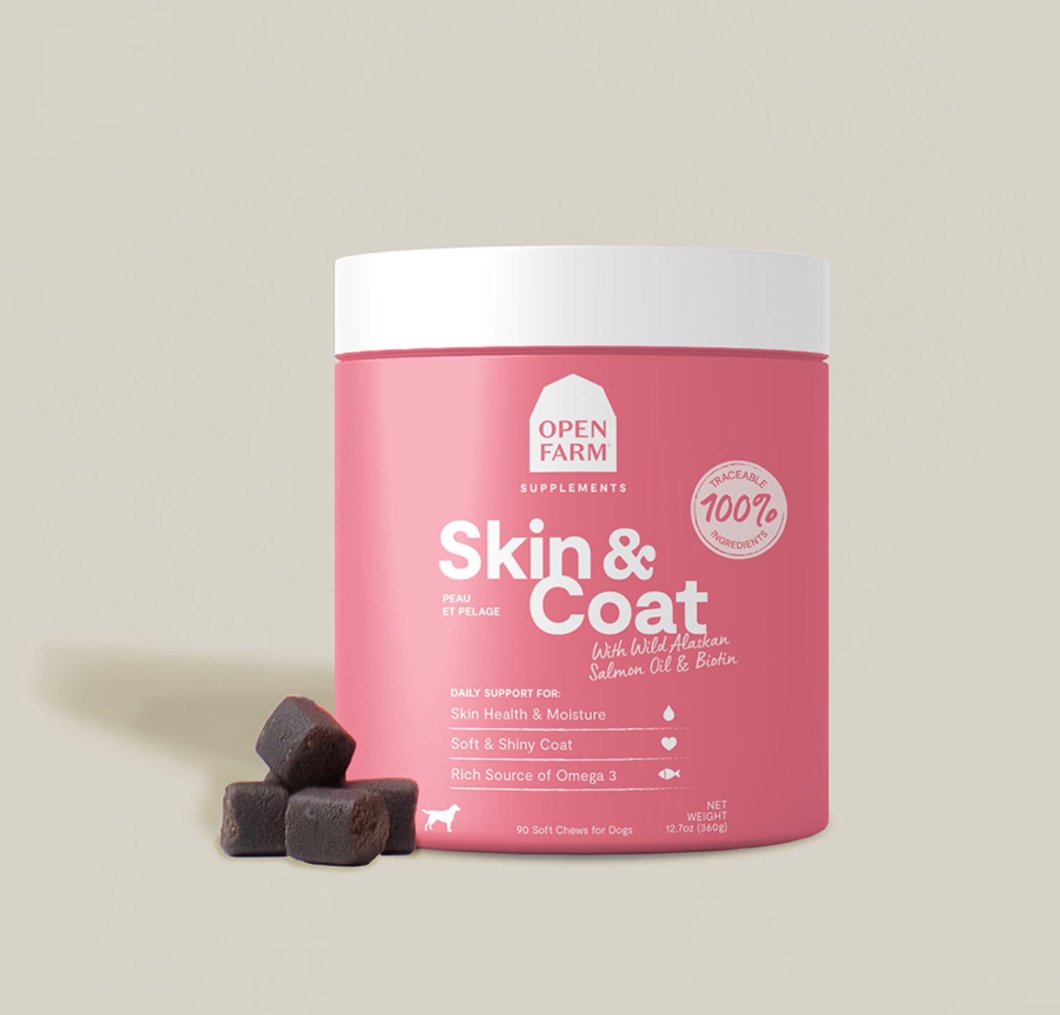 Open Farm Dog Supplement Skin &amp; Coat Treats 12.7oz