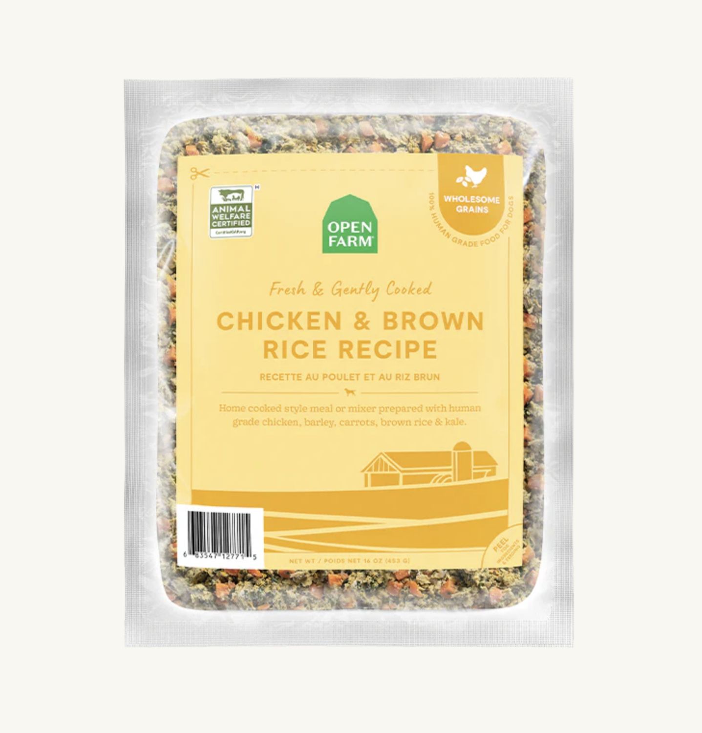 Open Farm Dog Frozen Gently Cooked Chicken &amp; Brown Rice, Size: 16oz