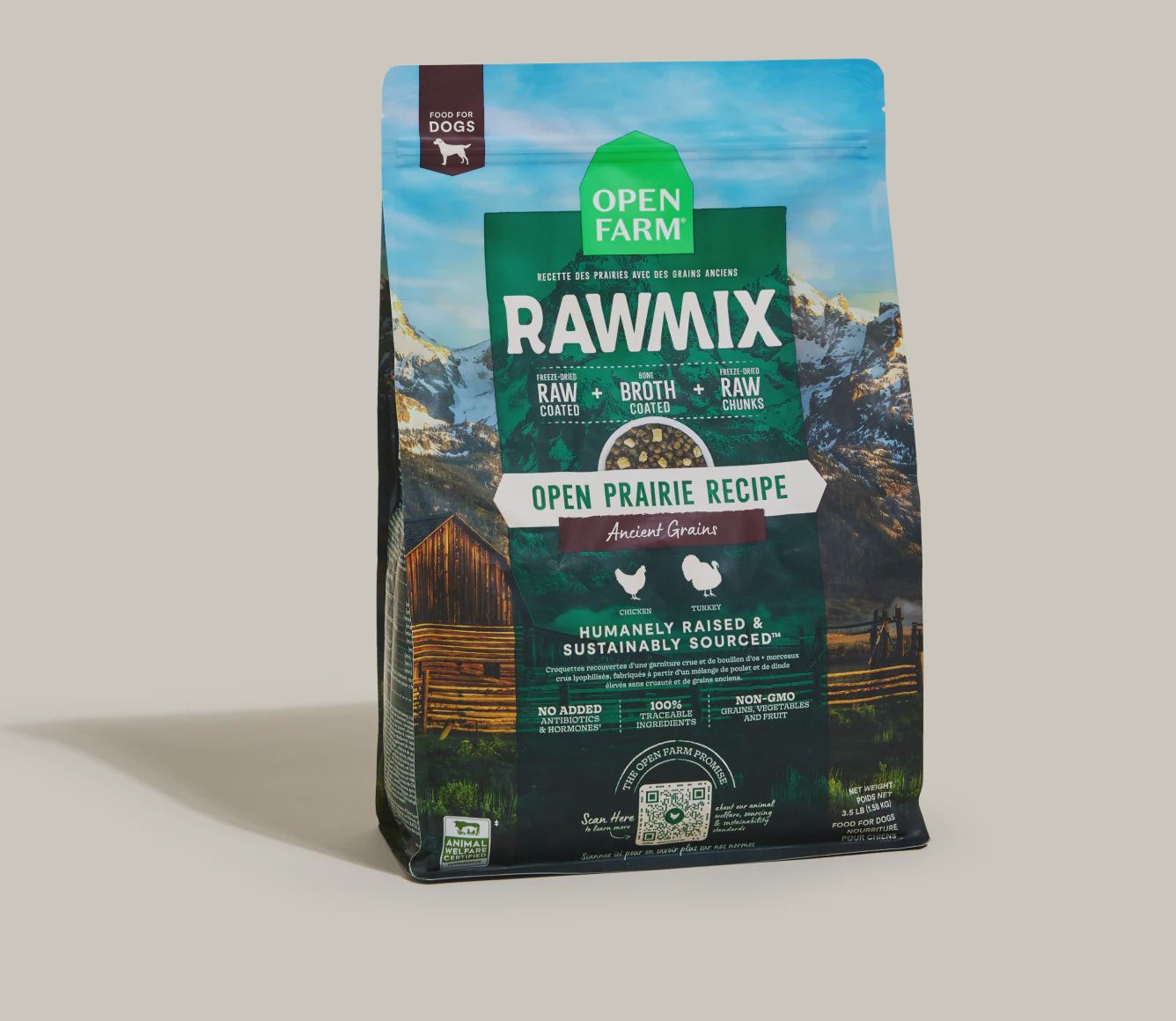 Open Farm Dog Ancient Grains Rawmix Prairie, Size: 3.5lb