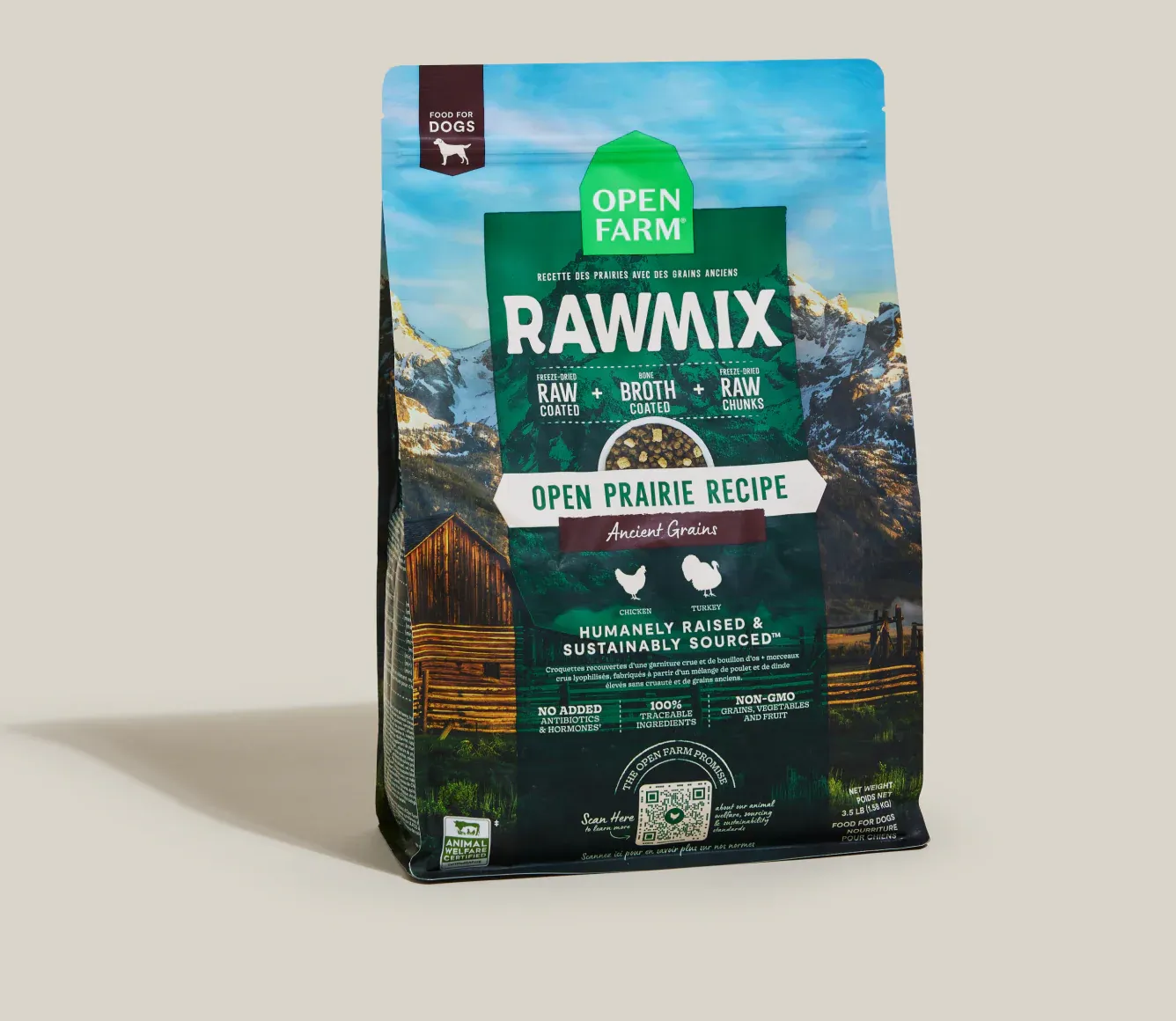Open Farm Dog RawMix Ancient Grains Prairie, Size: 3.5lb
