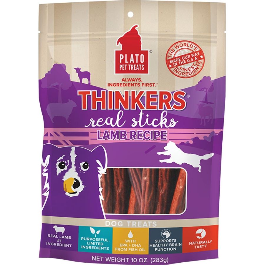 Plato Pet Treats Dog Thinkers Lamb, Size: 10oz