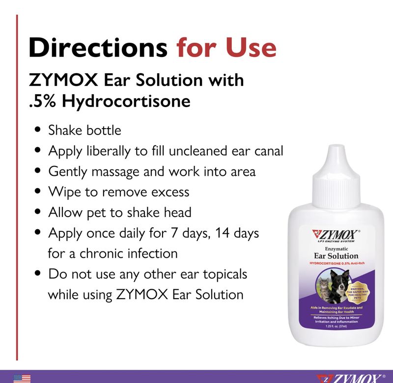 Zymox Enzymatic Ear Solution with 0.5% Hydrocortisone 1.25oz