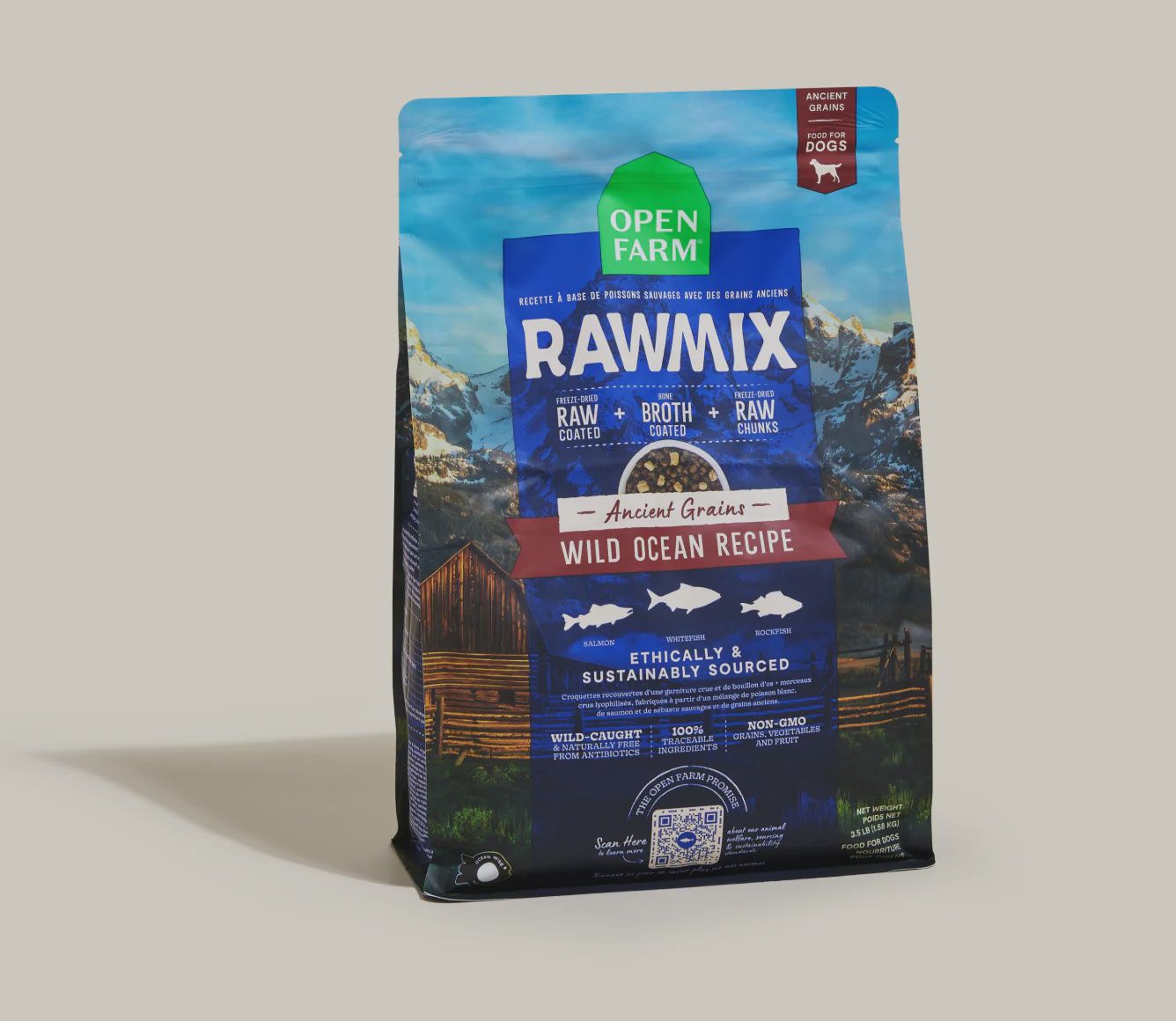Open Farm Dog Ancient Grains Rawmix Wild Ocean, Size: 3.5lb