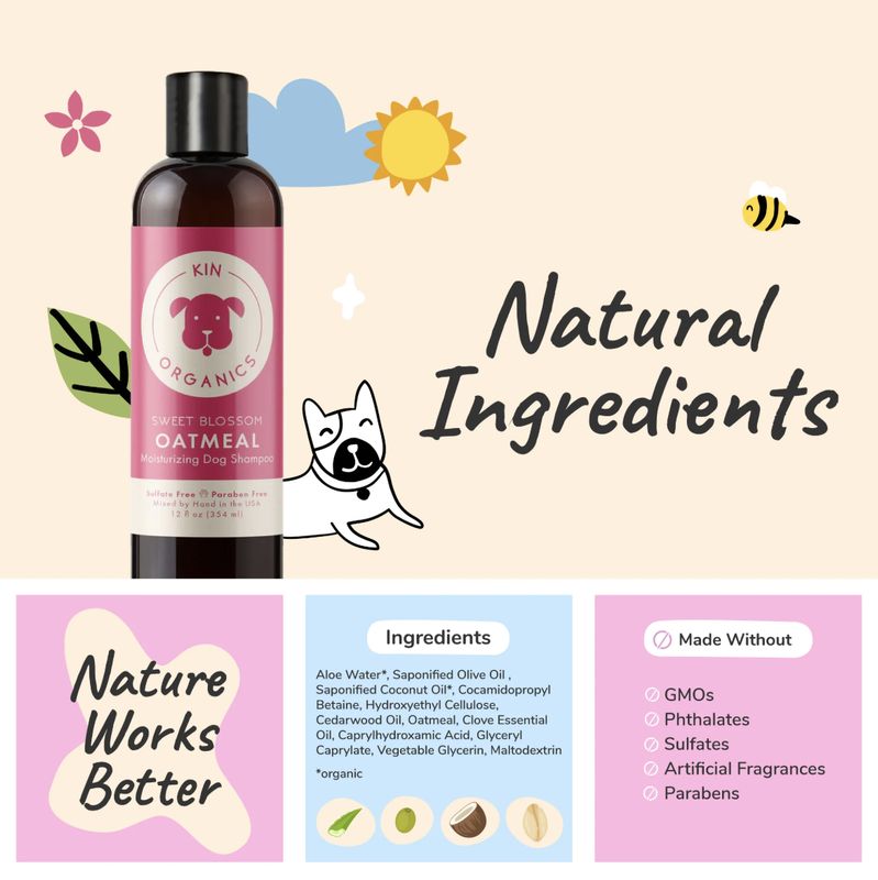 kin+kind Dog Oatmeal Itchy Shampoo Sweet Blossom 12oz
