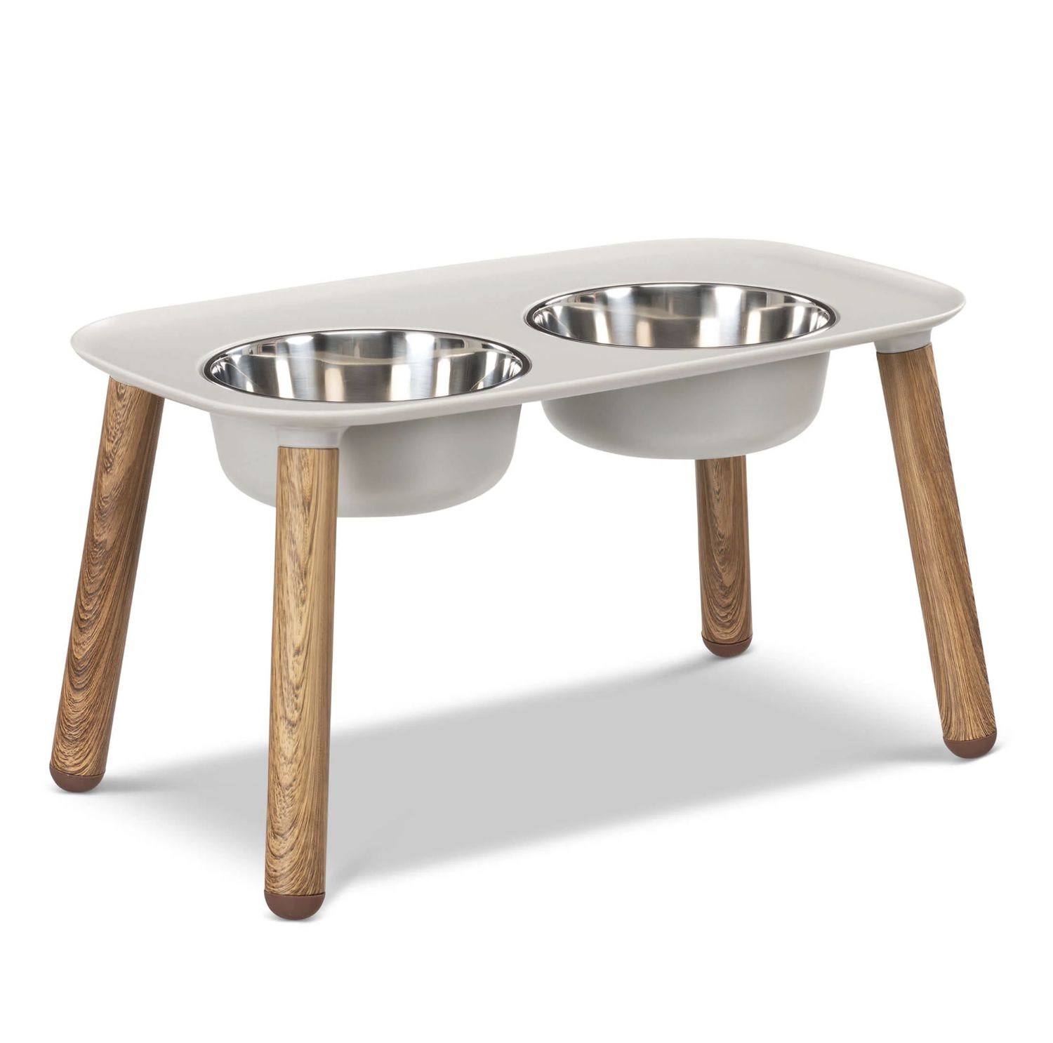Messy Mutts Dog Double Feeder Elevated Limited Edition Grey