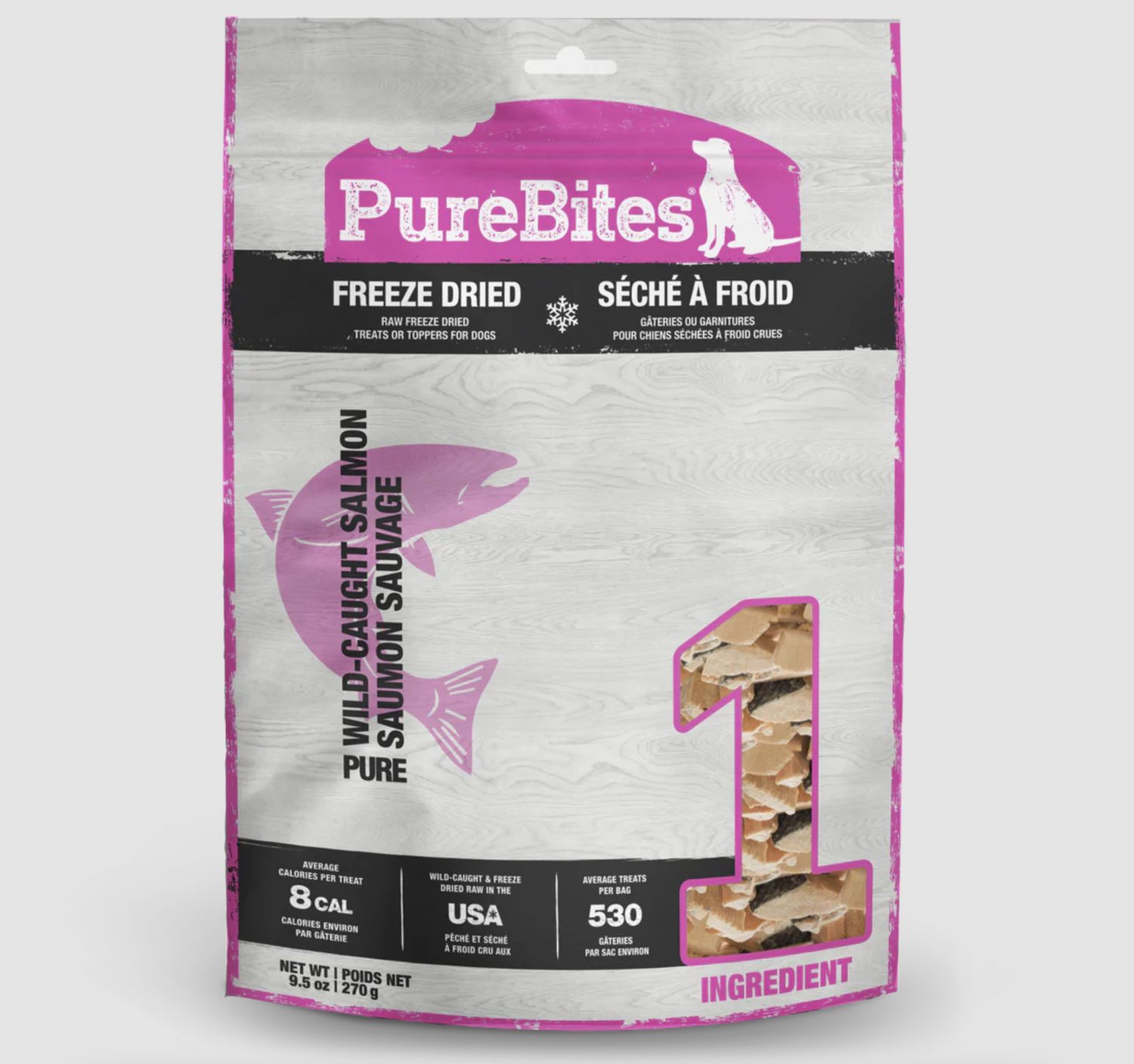 PureBites Dog Freeze Dried Salmon, Size: 9.5oz