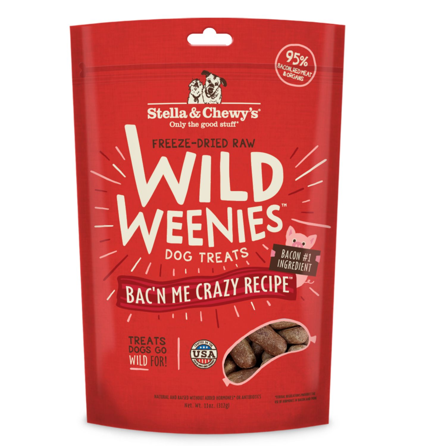 Stella &amp; Chewy's Dog Freeze-Dried Weenie Bacon, Size: 3oz