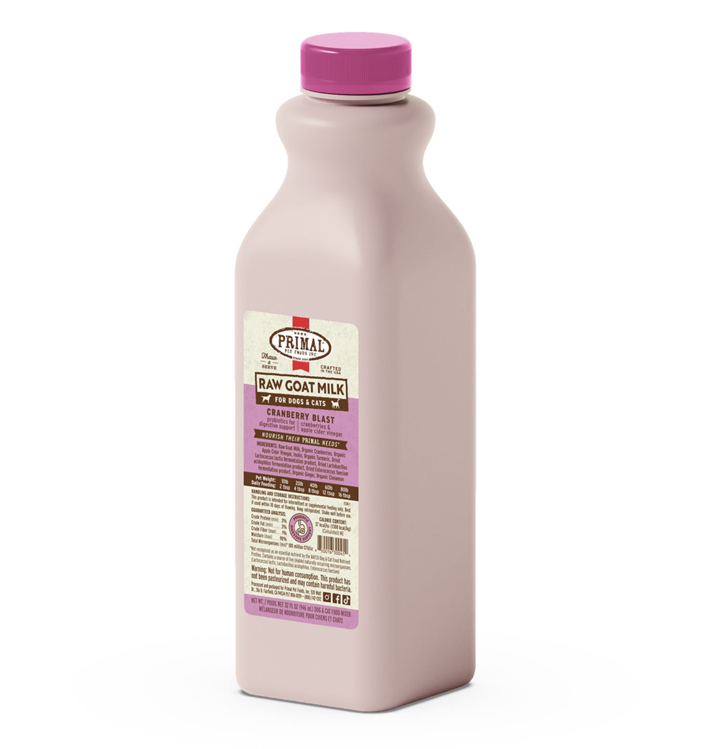 Primal Frozen Raw Goat Milk Cranberry Blast, Size: 32oz
