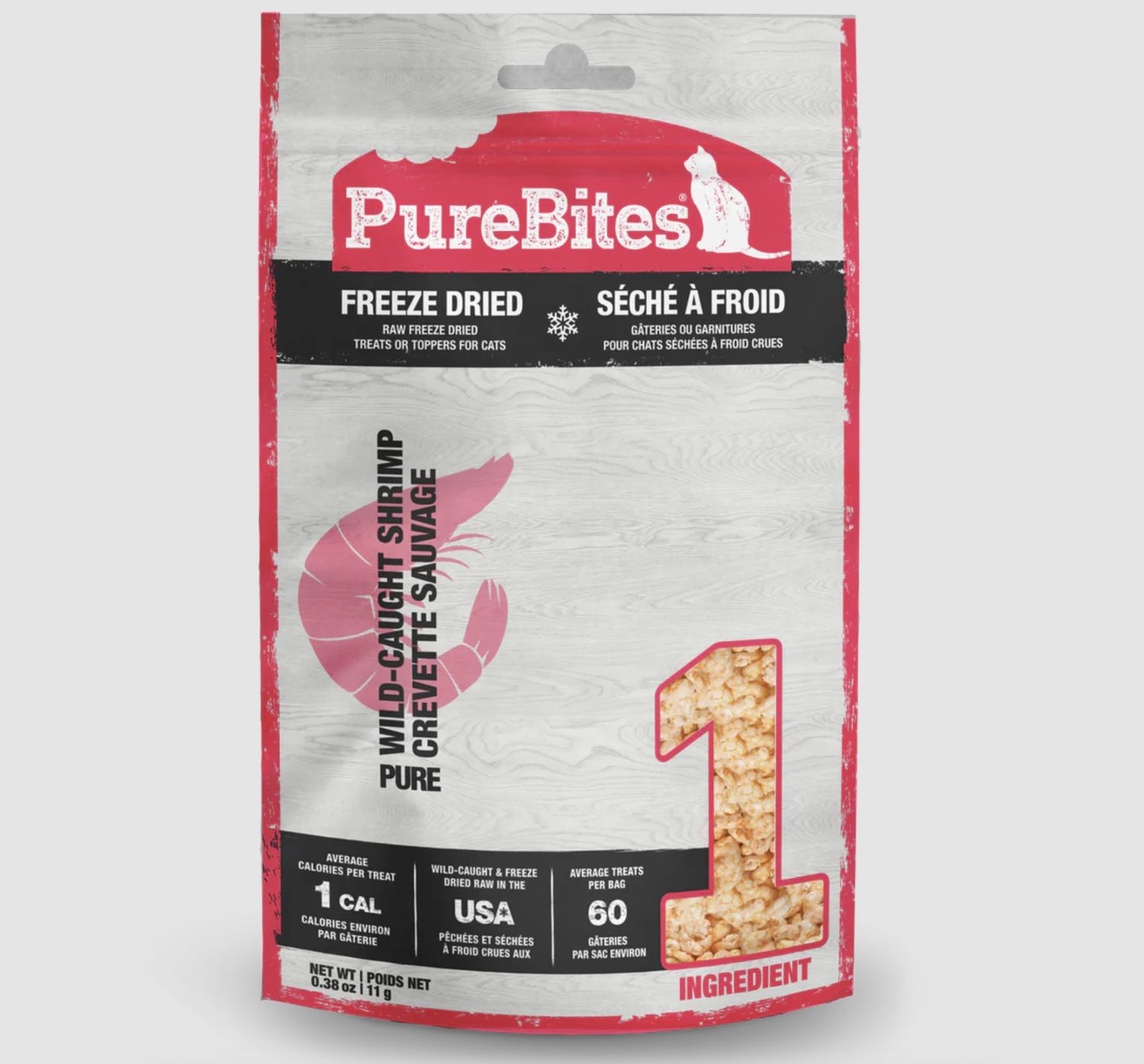 PureBites Cat Freeze Dried Shrimp, Size: 0.38oz