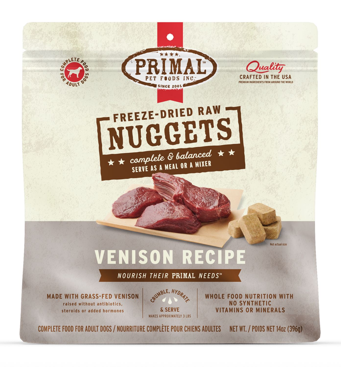 Primal Dog Freeze Dried Nuggets Venison 14oz