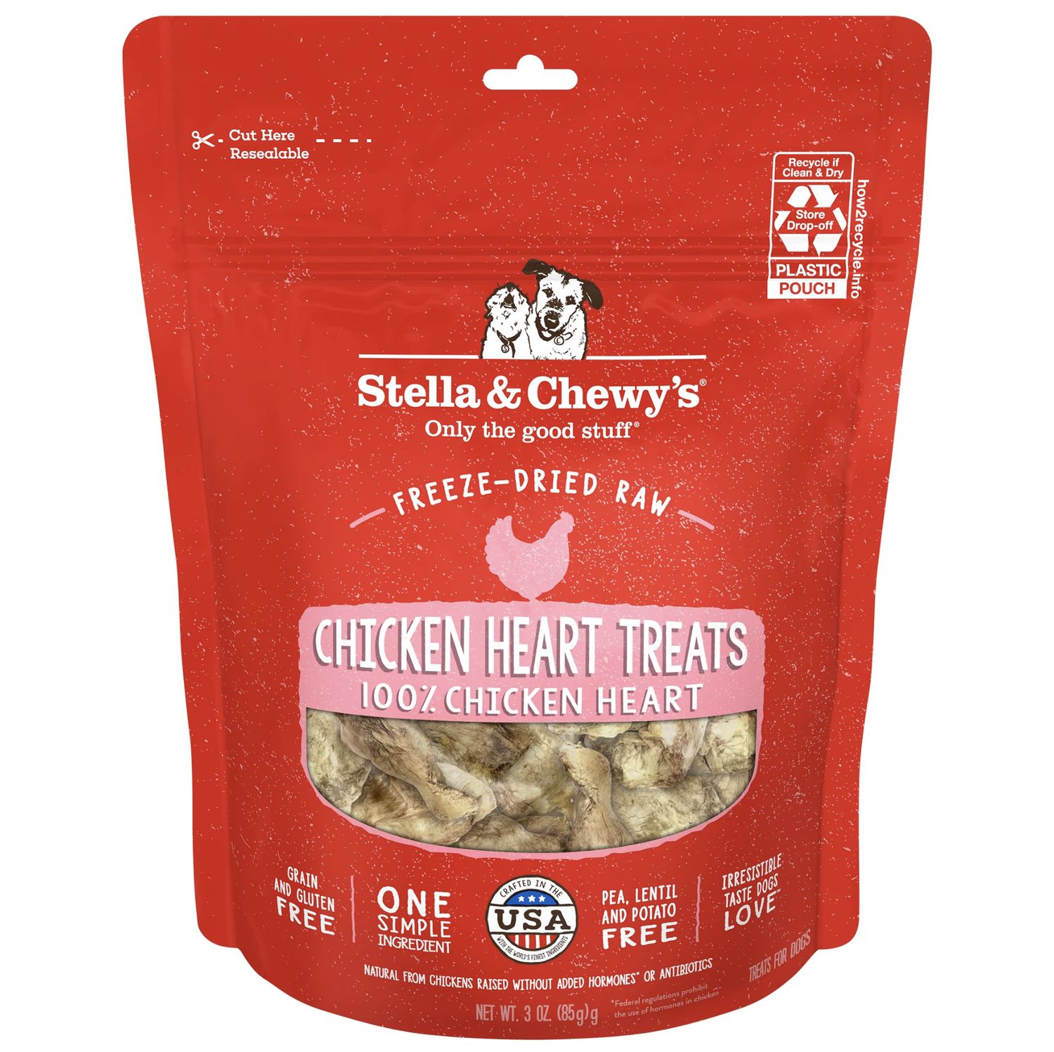 Stella &amp; Chewy's Dog Freeze-Dried Chicken Hearts, Size: 3oz