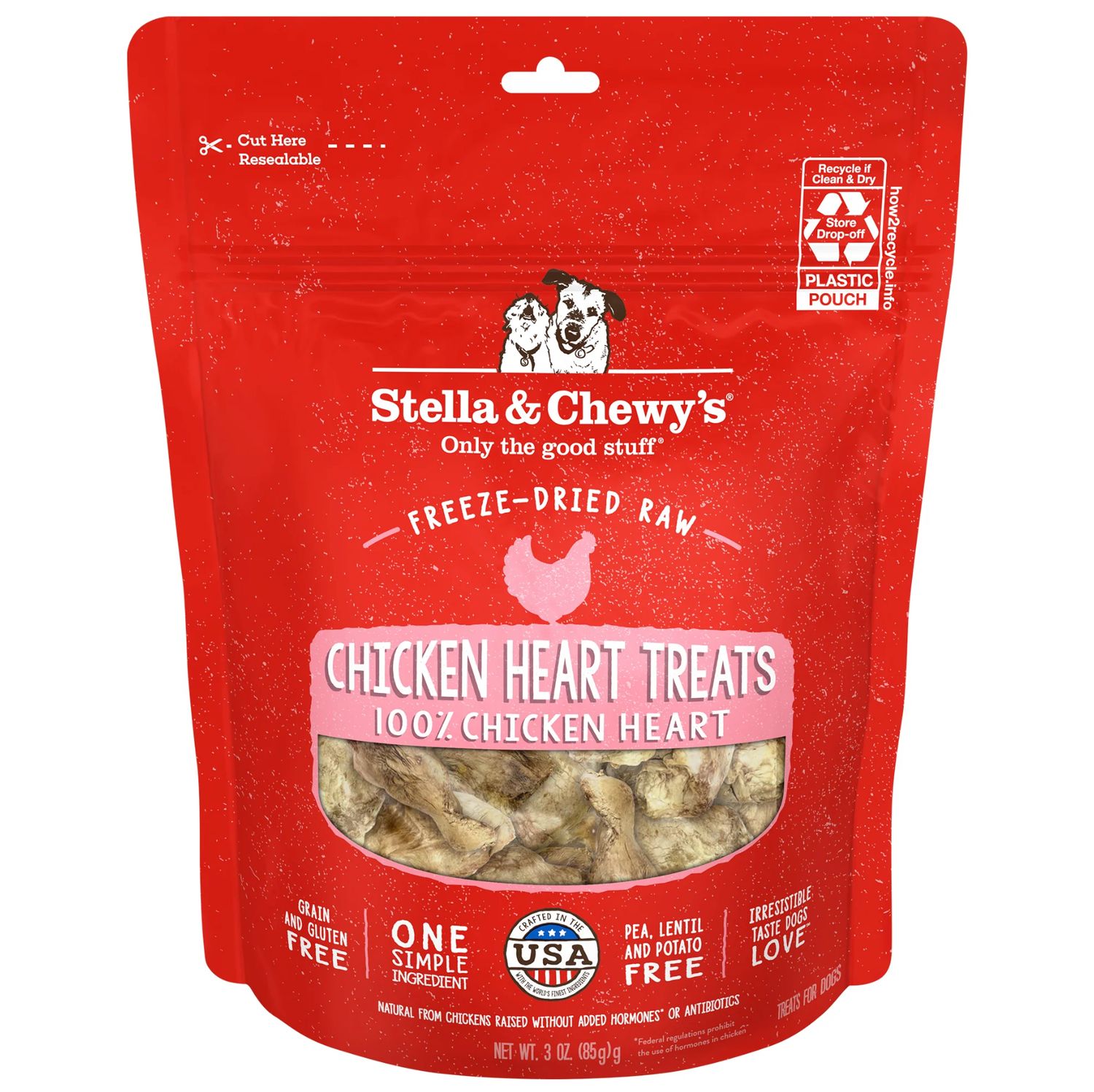 Stella &amp; Chewy's Dog Freeze-Dried Chicken Hearts, Size: 3oz