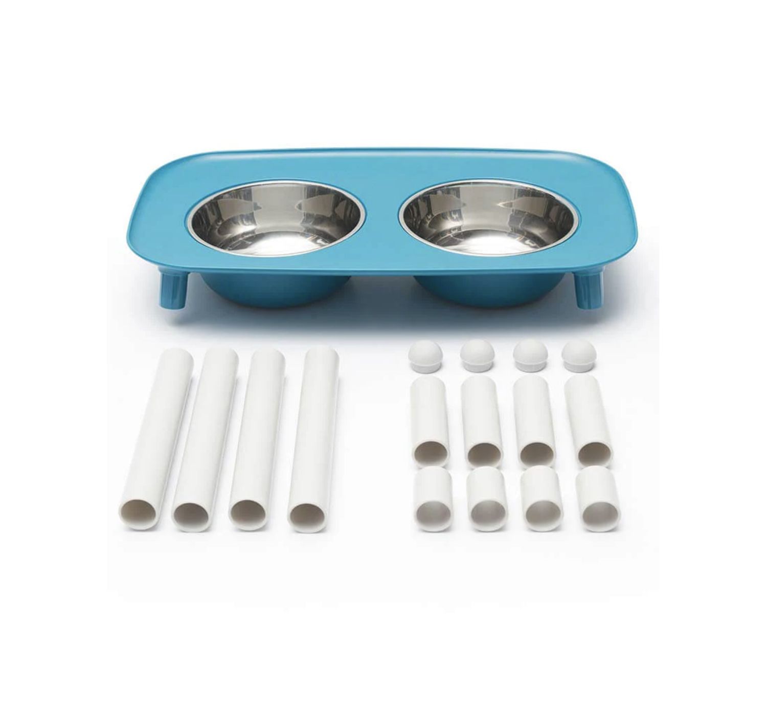 Messy Mutts Dog Double Feeder Elevated, Color: Blue