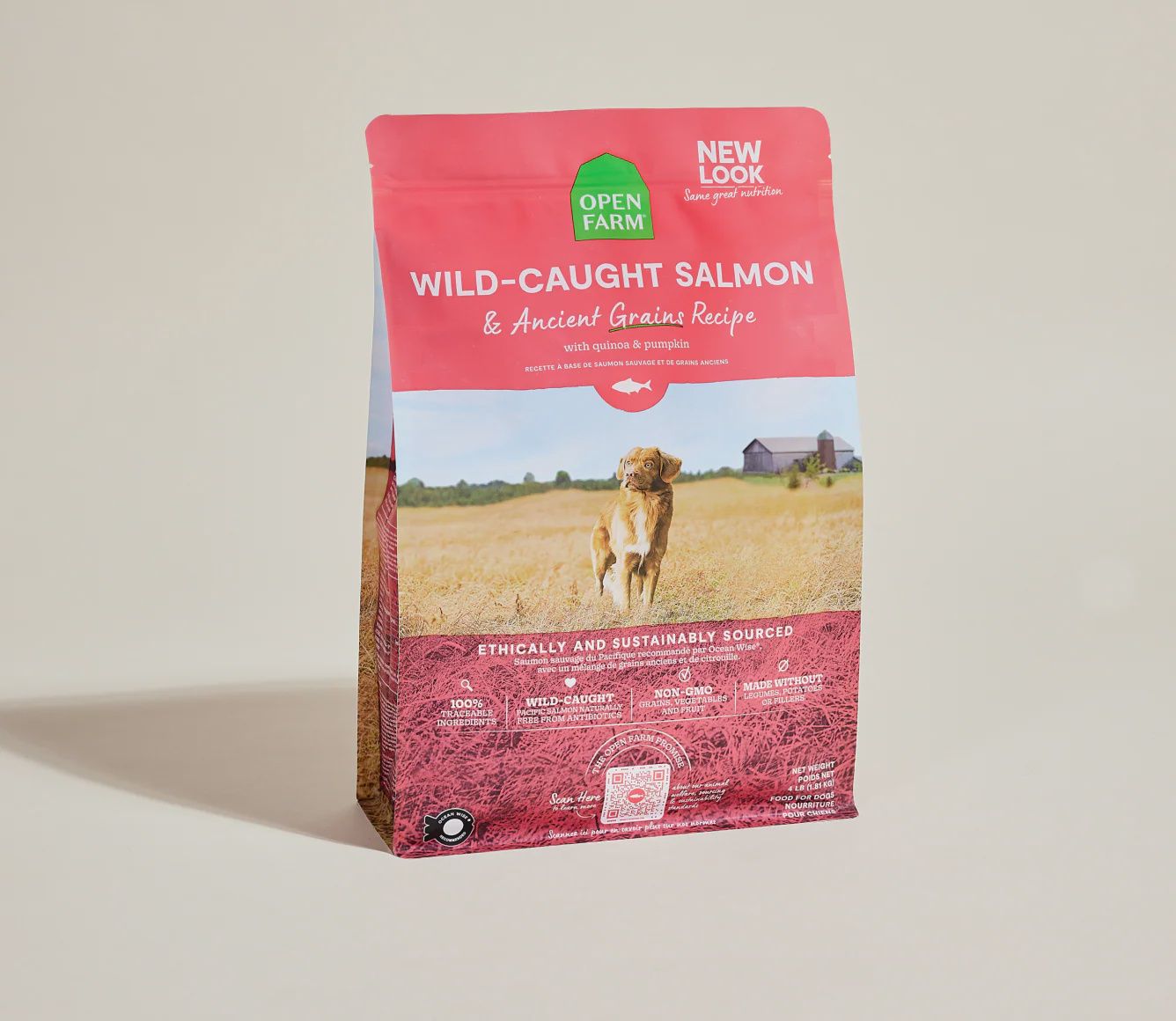Open Farm Dog Ancient Grains Salmon, Size: 4lb
