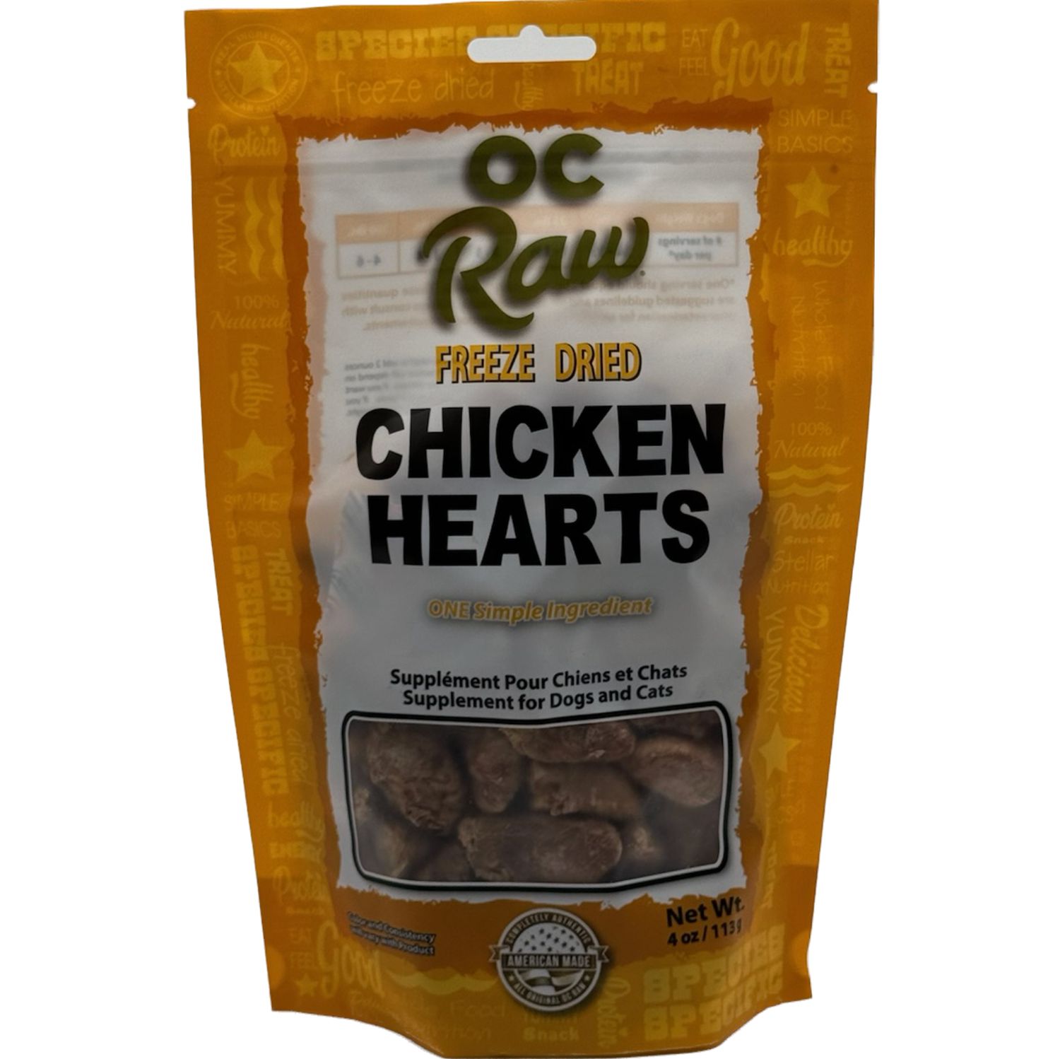OC Raw Freeze-Dried Treats Chicken Hearts 4oz
