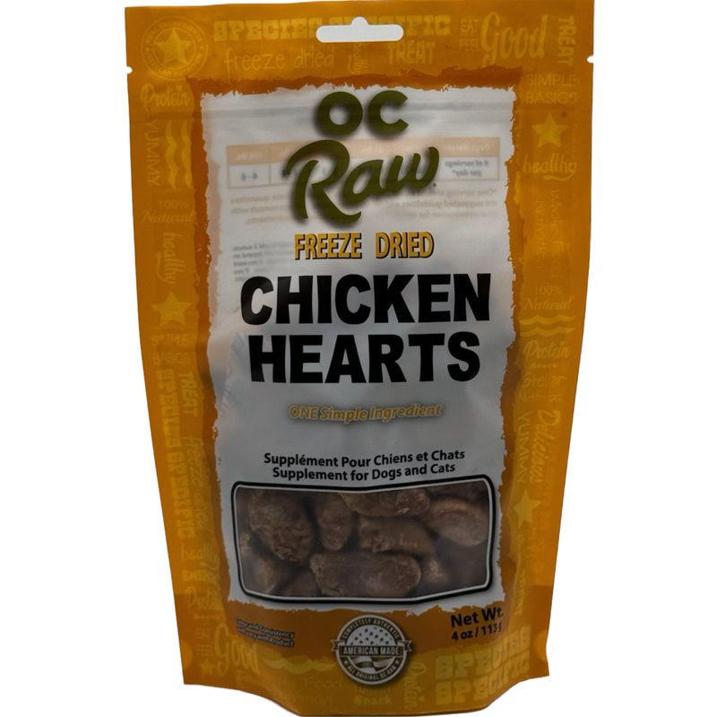 OC Raw Freeze-Dried Treats Chicken Hearts 4oz