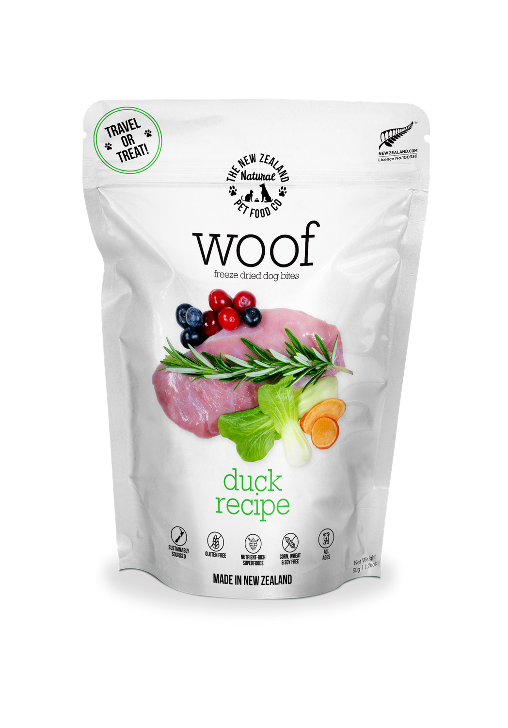 New Zealand Pet Dog Freeze Dried Duck, Size: 1.76oz