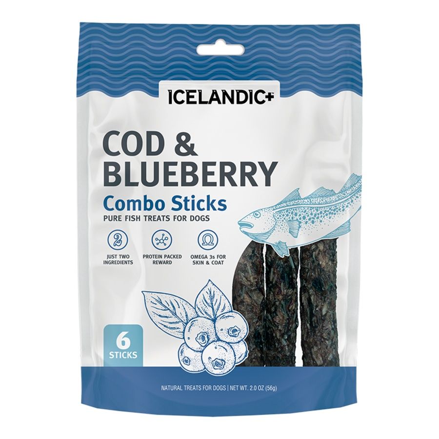 Icelandic Dog Combo Sticks Cod &amp; Blueberry 2oz