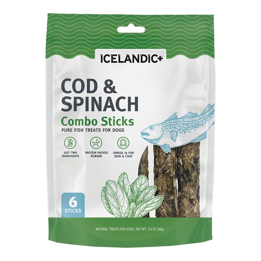 Icelandic Dog Combo Sticks Cod &amp; Spinach 2oz