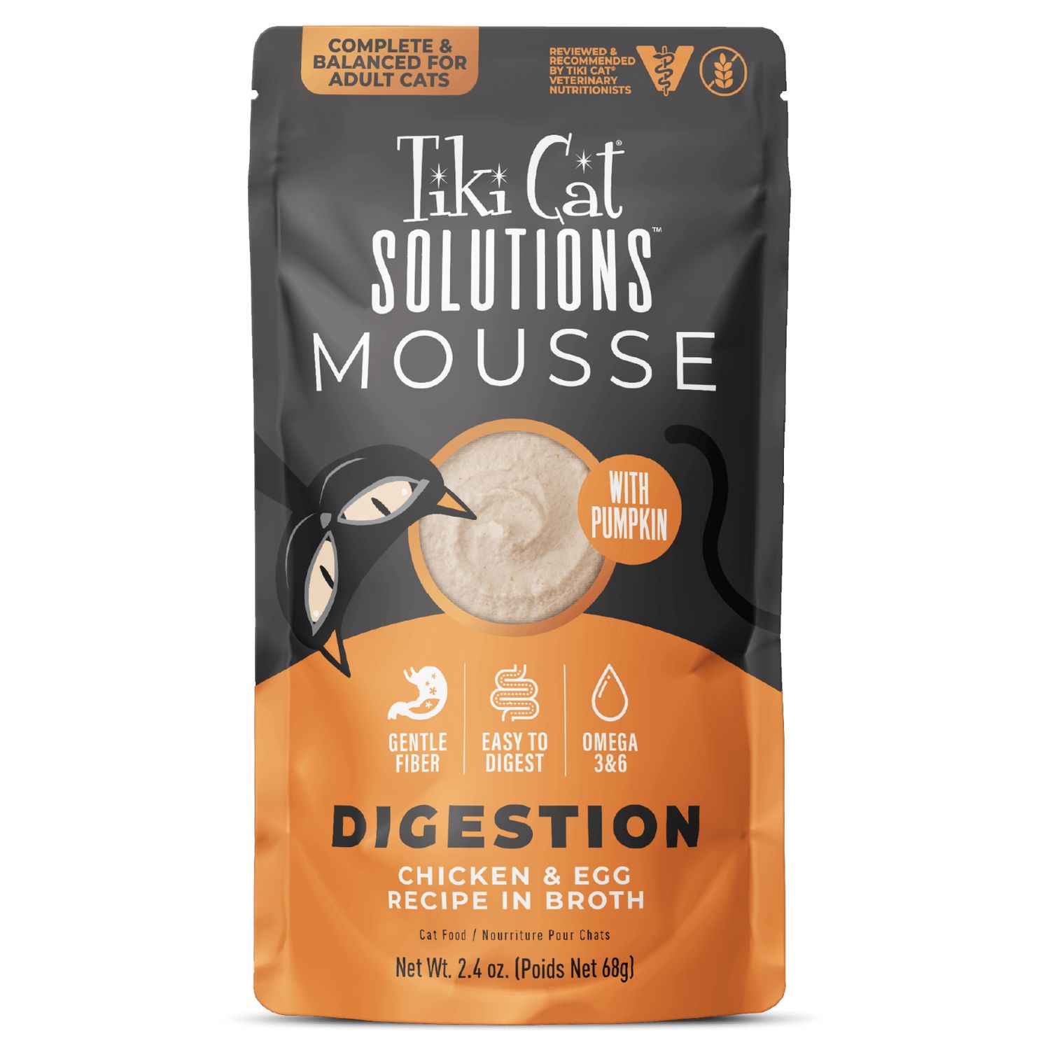 Tiki Cat Solutions Mousse Digestion Chicken &amp; Egg in Broth 2.4oz