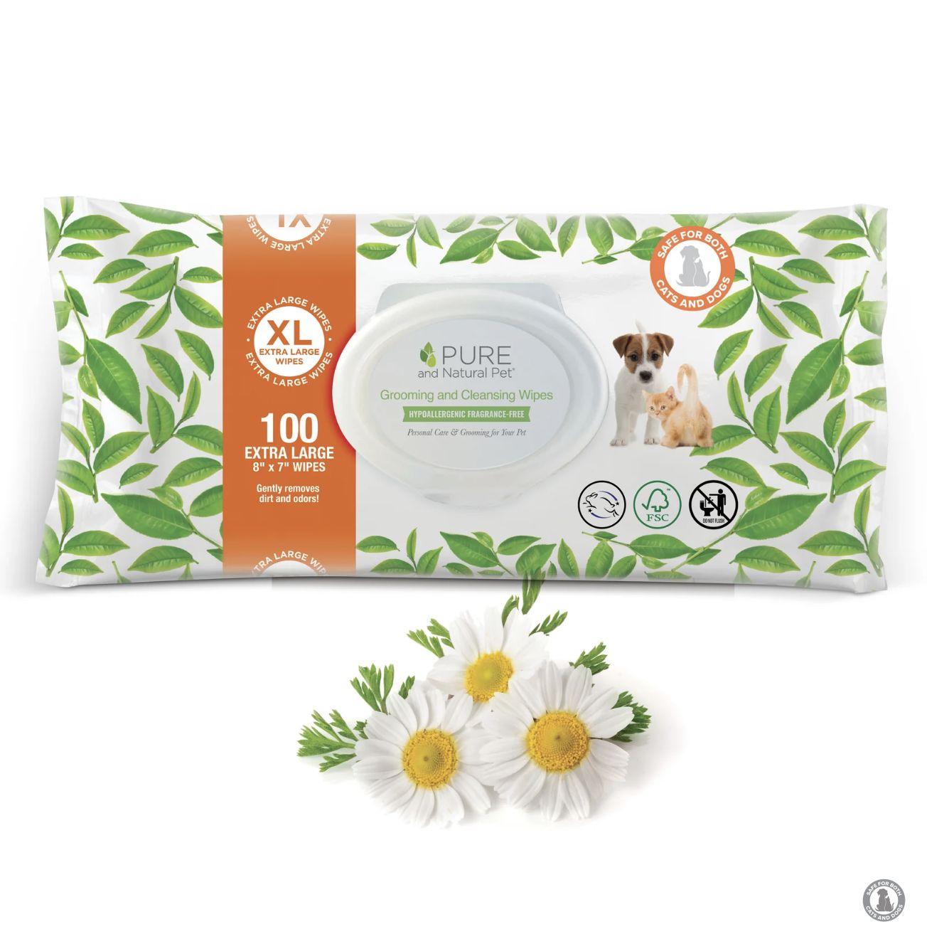Pure &amp; Natural Dog &amp; Cat Grooming and Cleansing Wipes Fragrance-Free 100ct