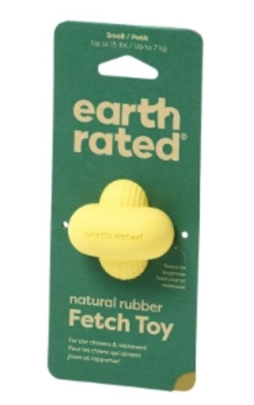 Earth Rated Dog Fetch Toy Yellow Rubber, Size: small