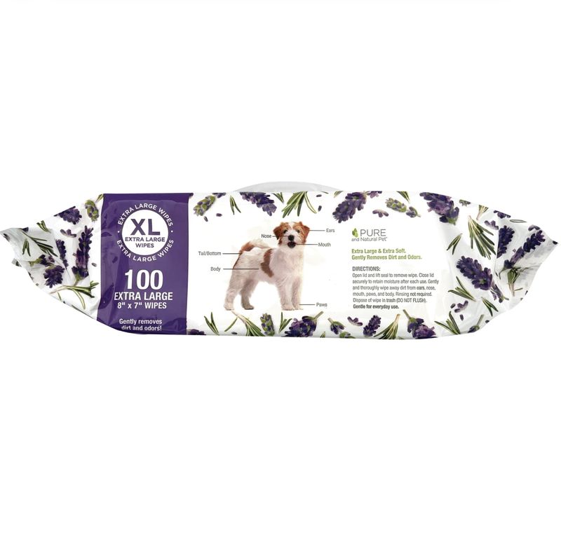 Pure &amp; Natural Dog &amp; Cat Grooming &amp; Cleansing Wipes Lavender &amp; Rosemary 100ct