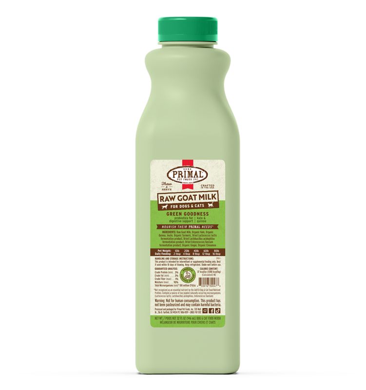 Primal Frozen Raw Goat Milk Green Goodness