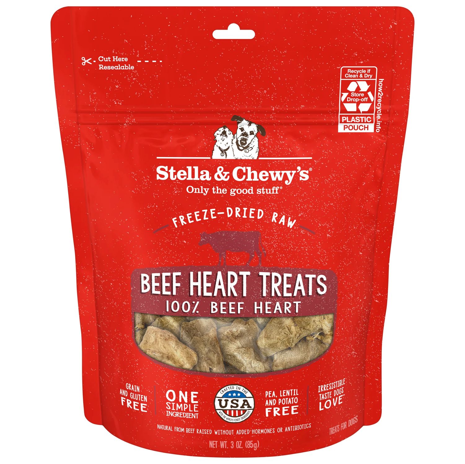 Stella &amp; Chewy's Dog Freeze-Dried Beef Hearts 3oz