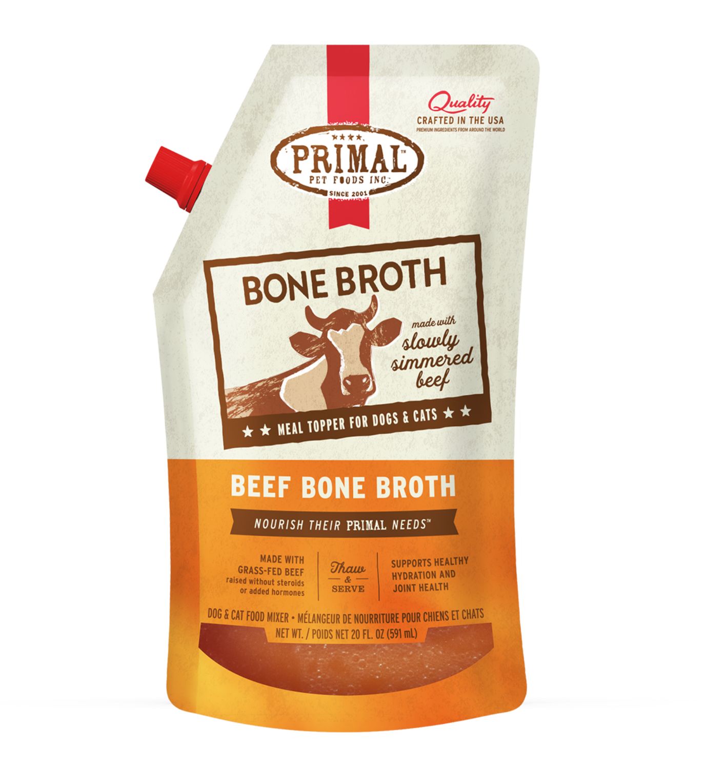 Primal Frozen Bone Broth Beef, Size: 16oz