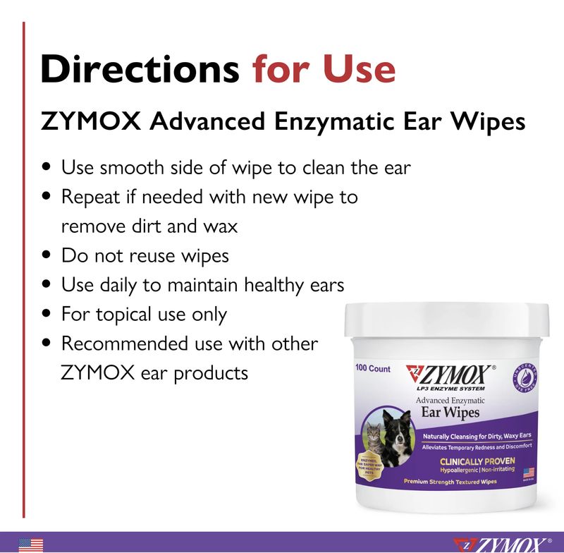 Zymox Advanced Enzymatic Ear Wipes 6oz