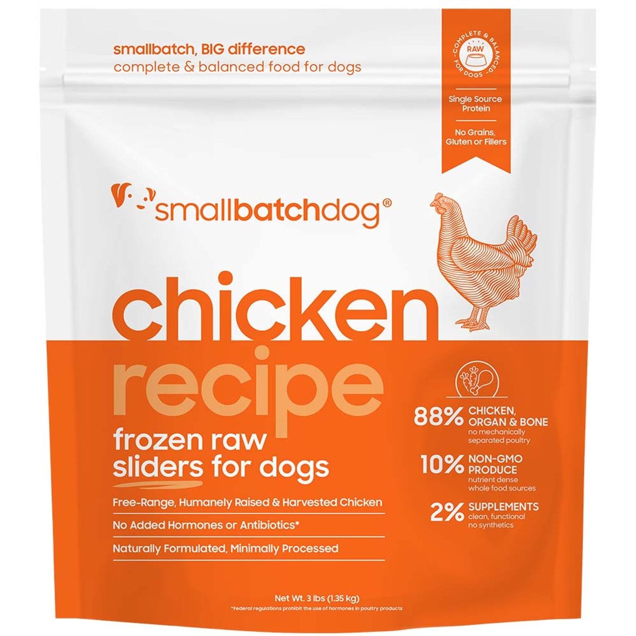 Small Batch Dog Frozen Chicken, Size: 3lb Sliders