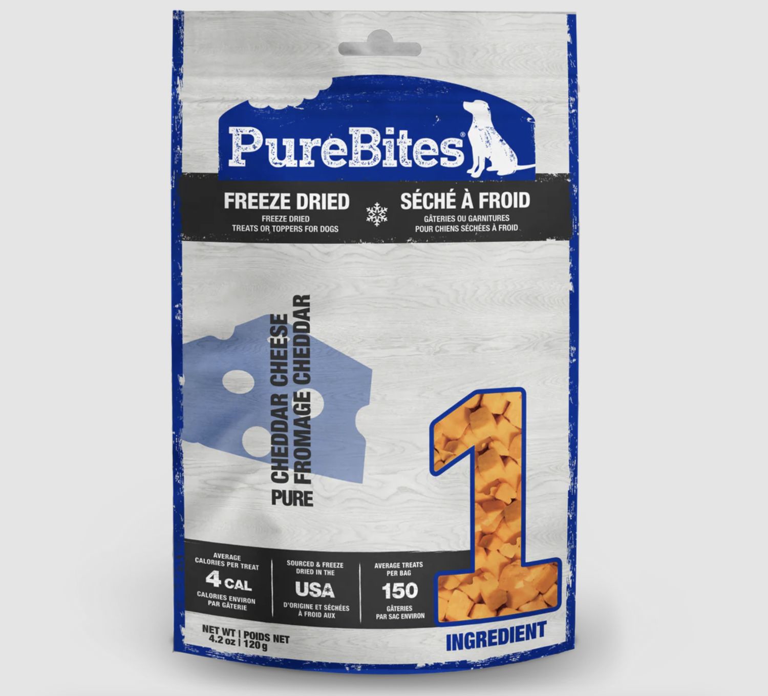 PureBites Dog Freeze Dried Cheddar Cheese, Size: 4.2oz