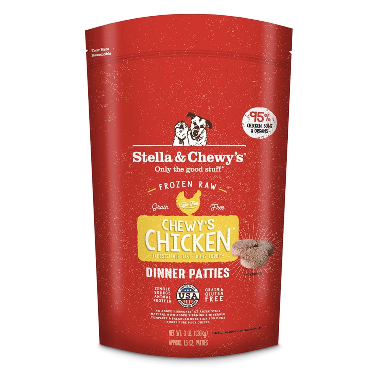 Stella &amp; Chewy's Dog Frozen Patties Chicken, Size: 3lb