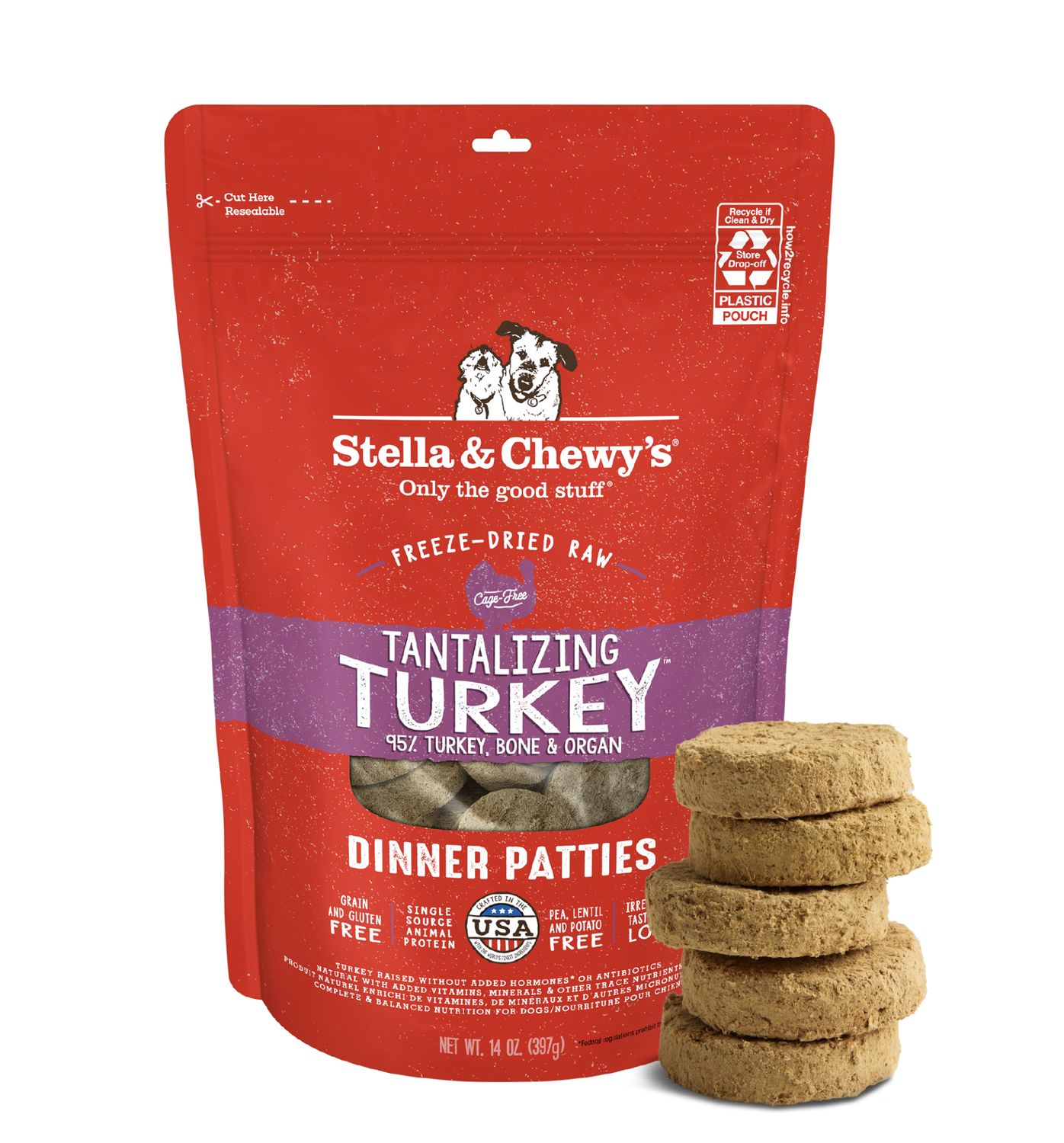 Stella &amp; Chewy's Dog Freeze-Dried Patties Turkey, Size: 14oz