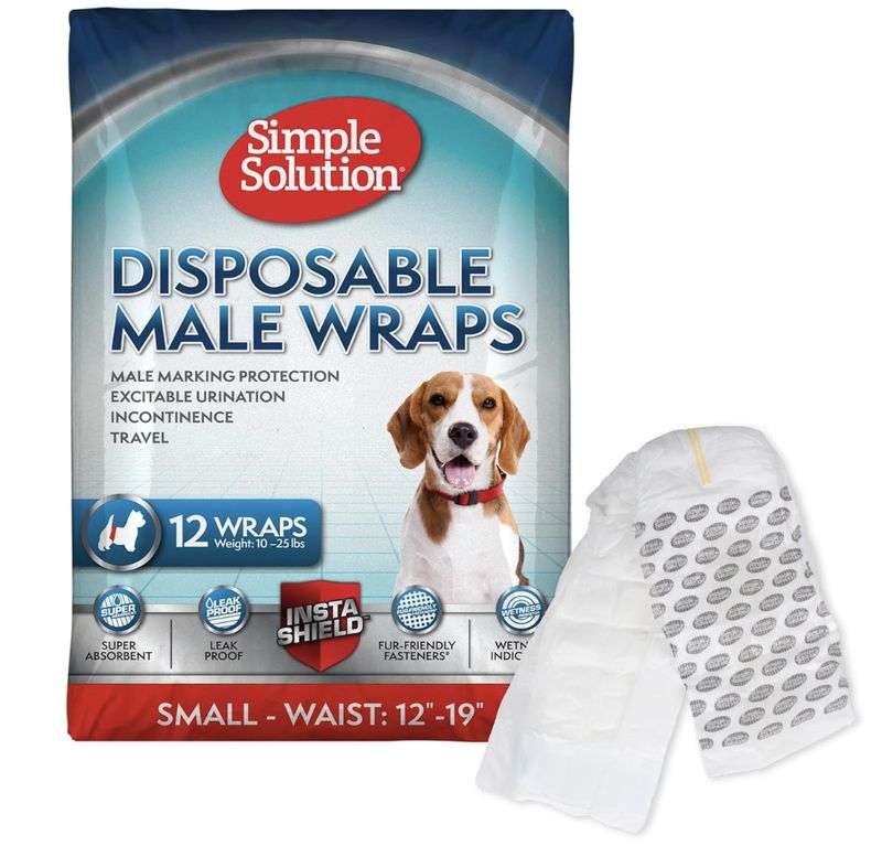 Simple Solution Disposable Dog Diapers for Male Dogs 12 Pack