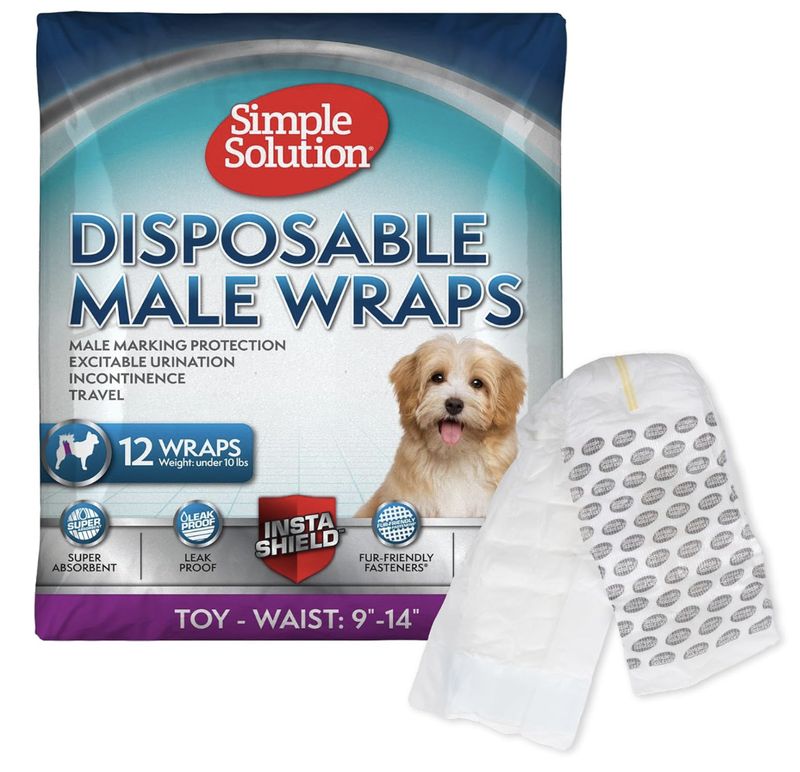 Simple Solution Disposable Dog Diapers for Male Dogs 12 Pack